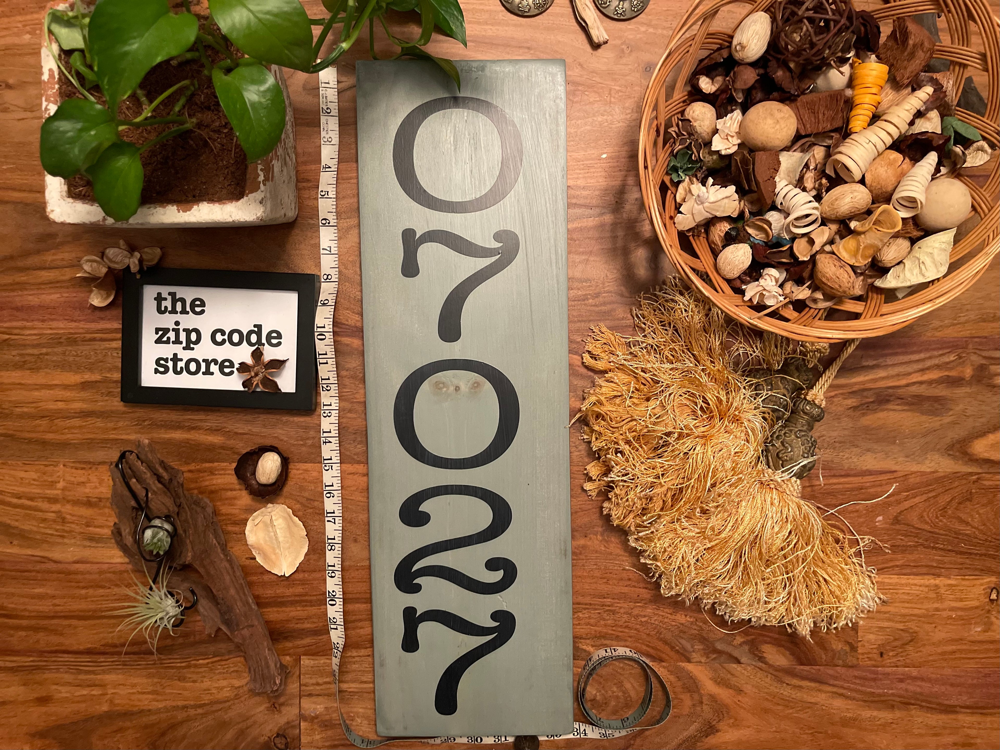 Customizable Pine Plaque – Display Hometown, State, ZIP Code – 7"x24" Wood Sign- Two Footer
