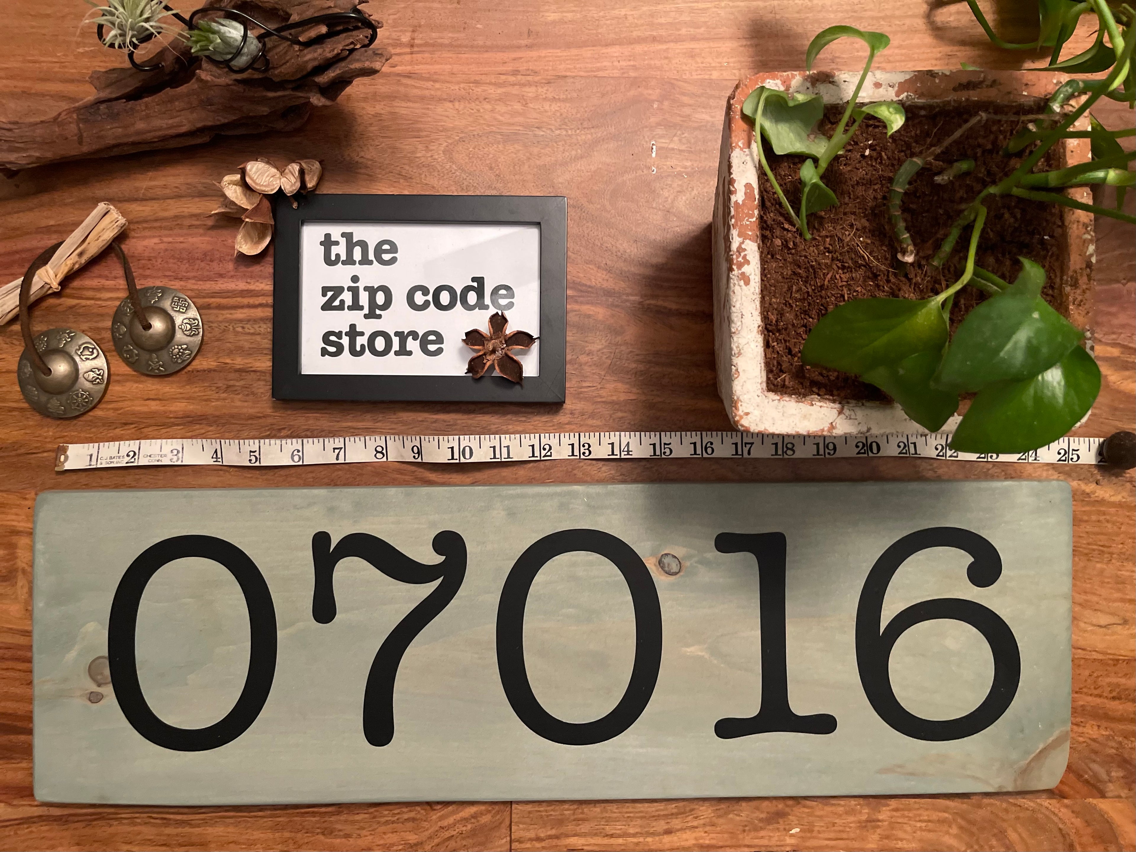 Customizable Pine Plaque – Display Hometown, State, ZIP Code – 7"x24" Wood Sign- Two Footer