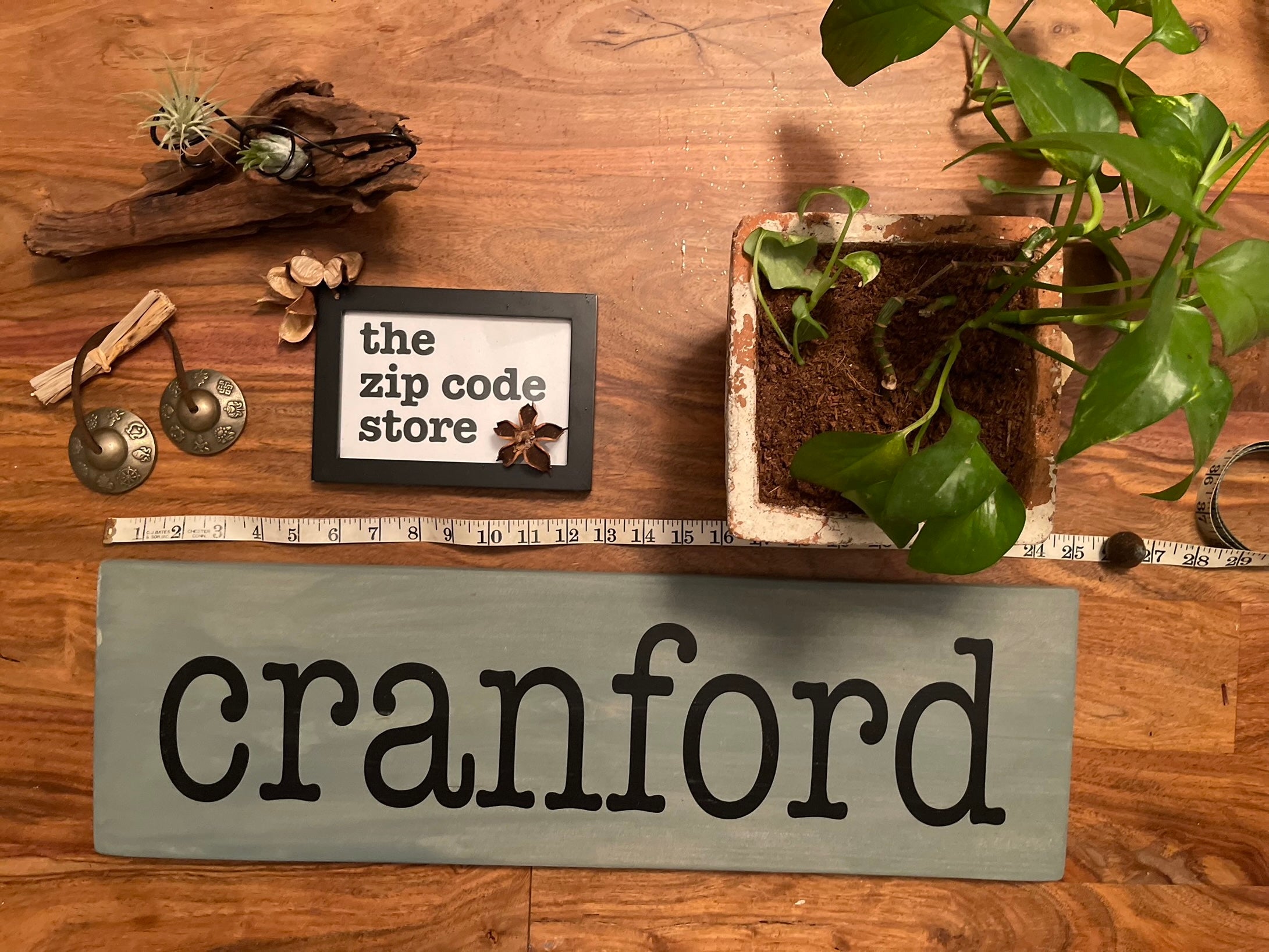 Customizable Pine Plaque – Display Hometown, State, ZIP Code – 7"x24" Wood Sign- Two Footer