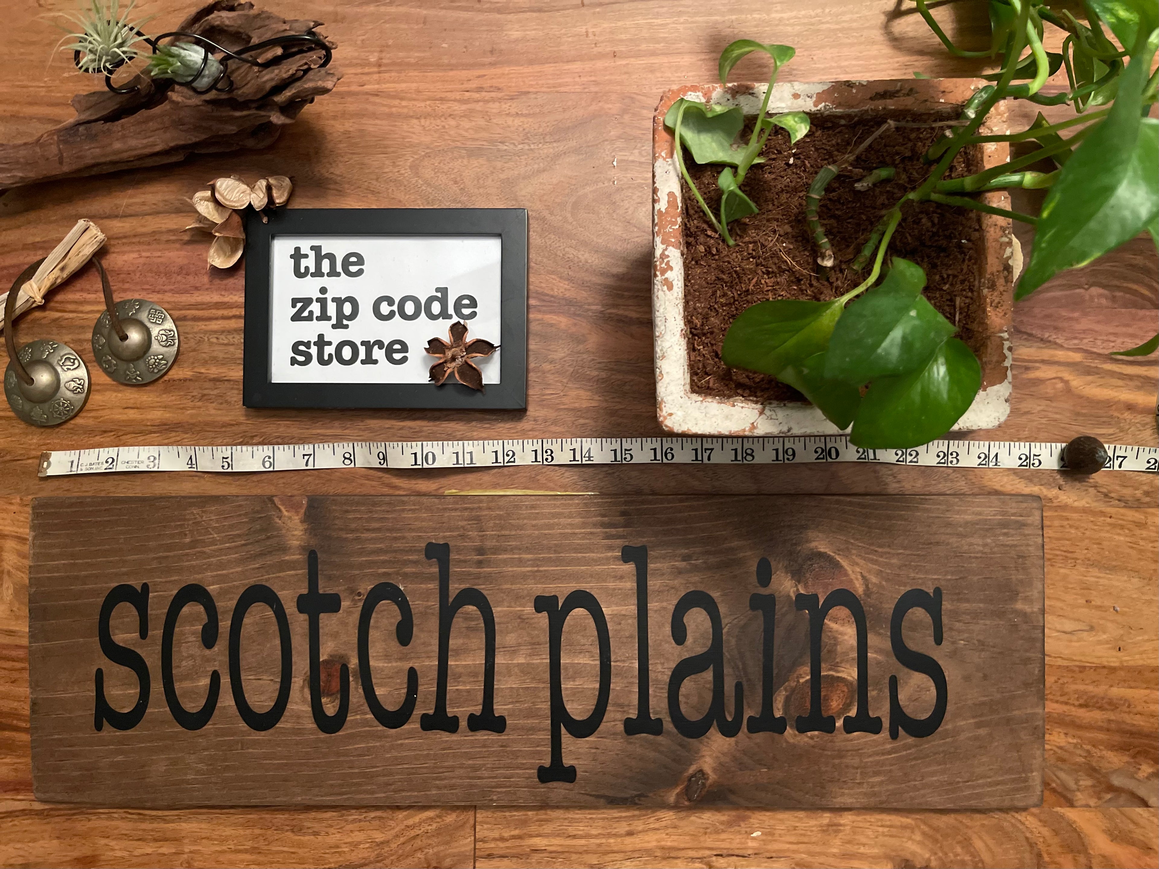 Customizable Pine Plaque – Display Hometown, State, ZIP Code – 7"x24" Wood Sign- Two Footer