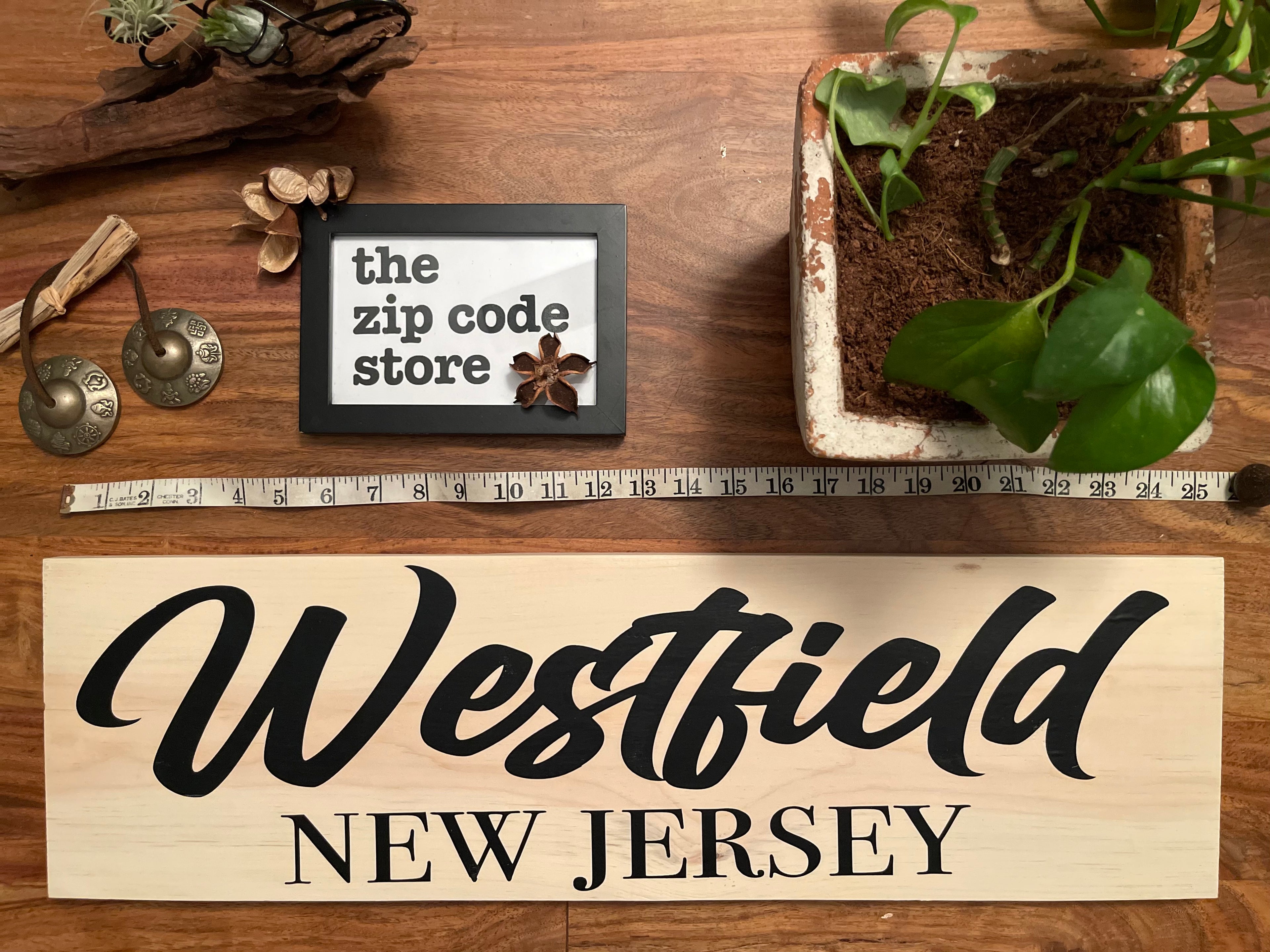 Customizable Pine Plaque – Display Hometown, State, ZIP Code – 7"x24" Wood Sign- Two Footer